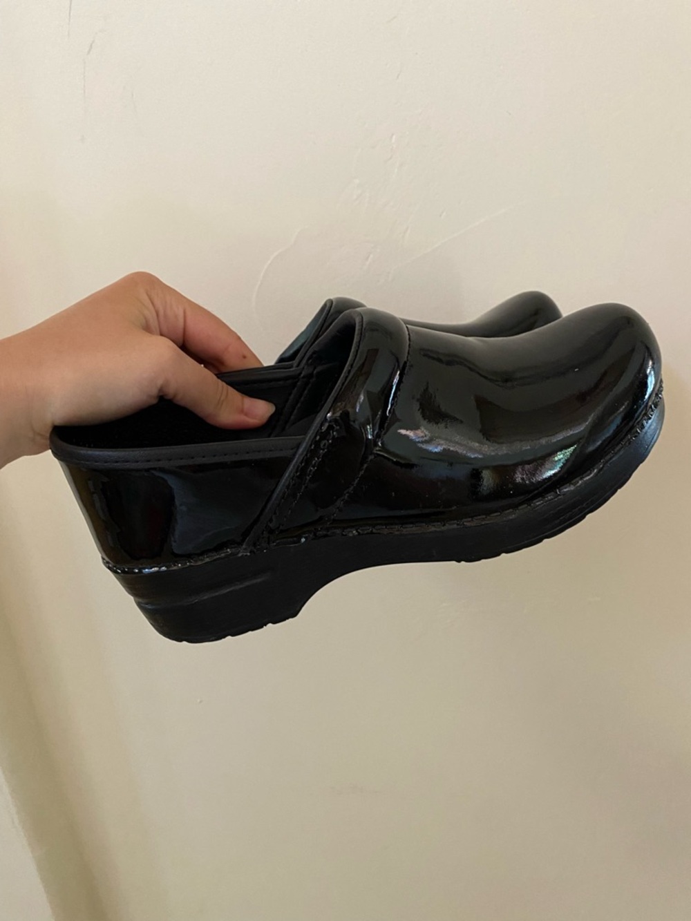 Dansko Professional Black Patent Leather Clogs - Size 38